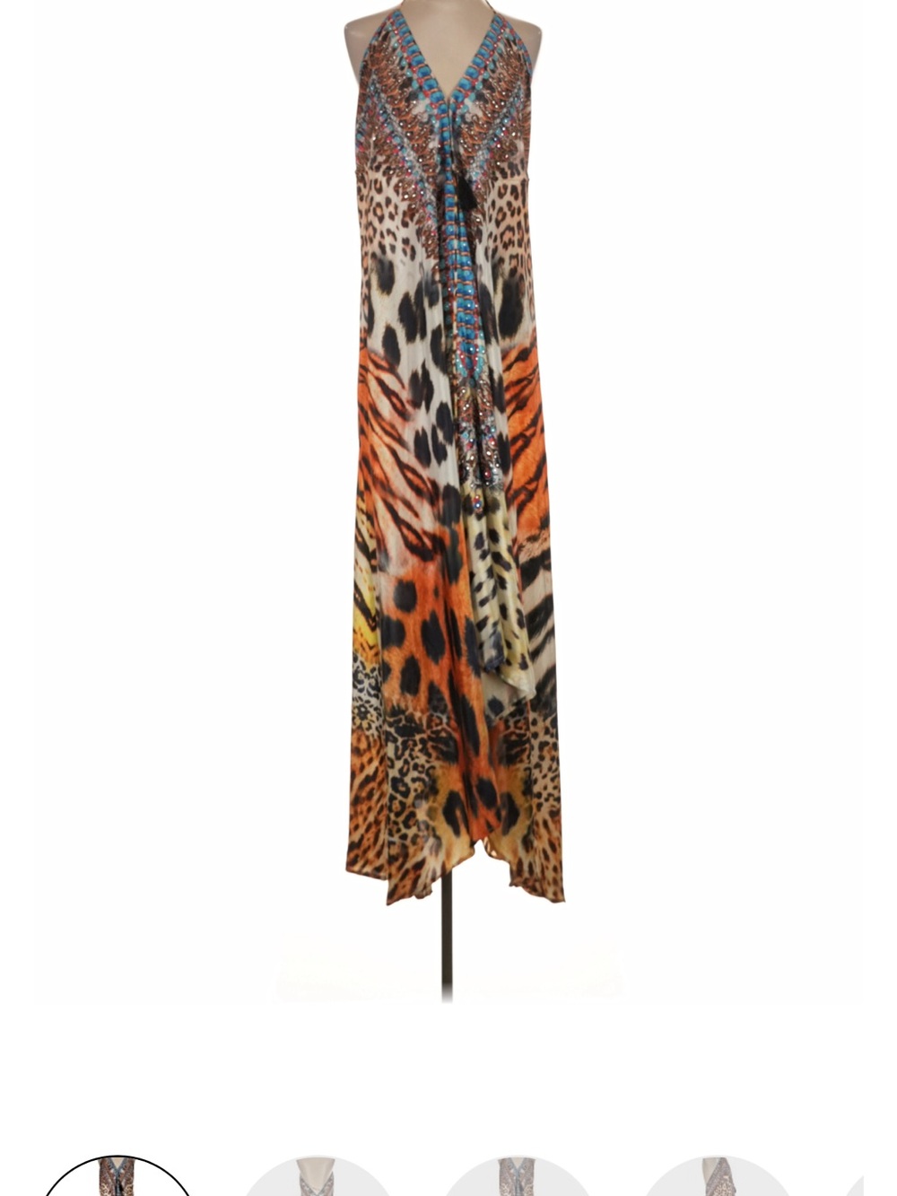 Animal Print Halter Maxi Swim Coverup in Orange Multi